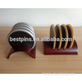 zinc alloy metal coaster with metal stand base 4 coasters set